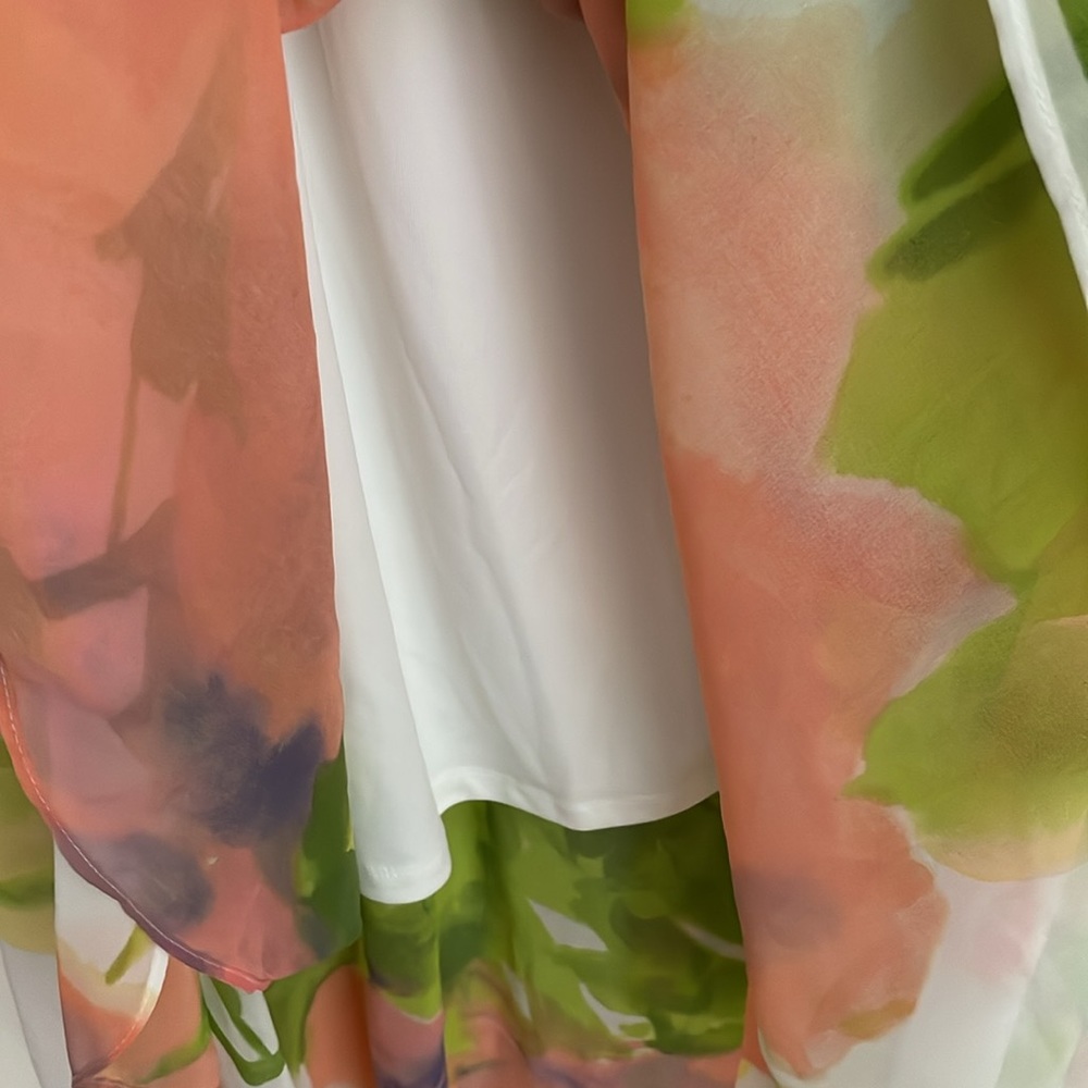 Calvin Klein White Maxi Dress with Pink and Green Floral Print - Picture 5 of 8